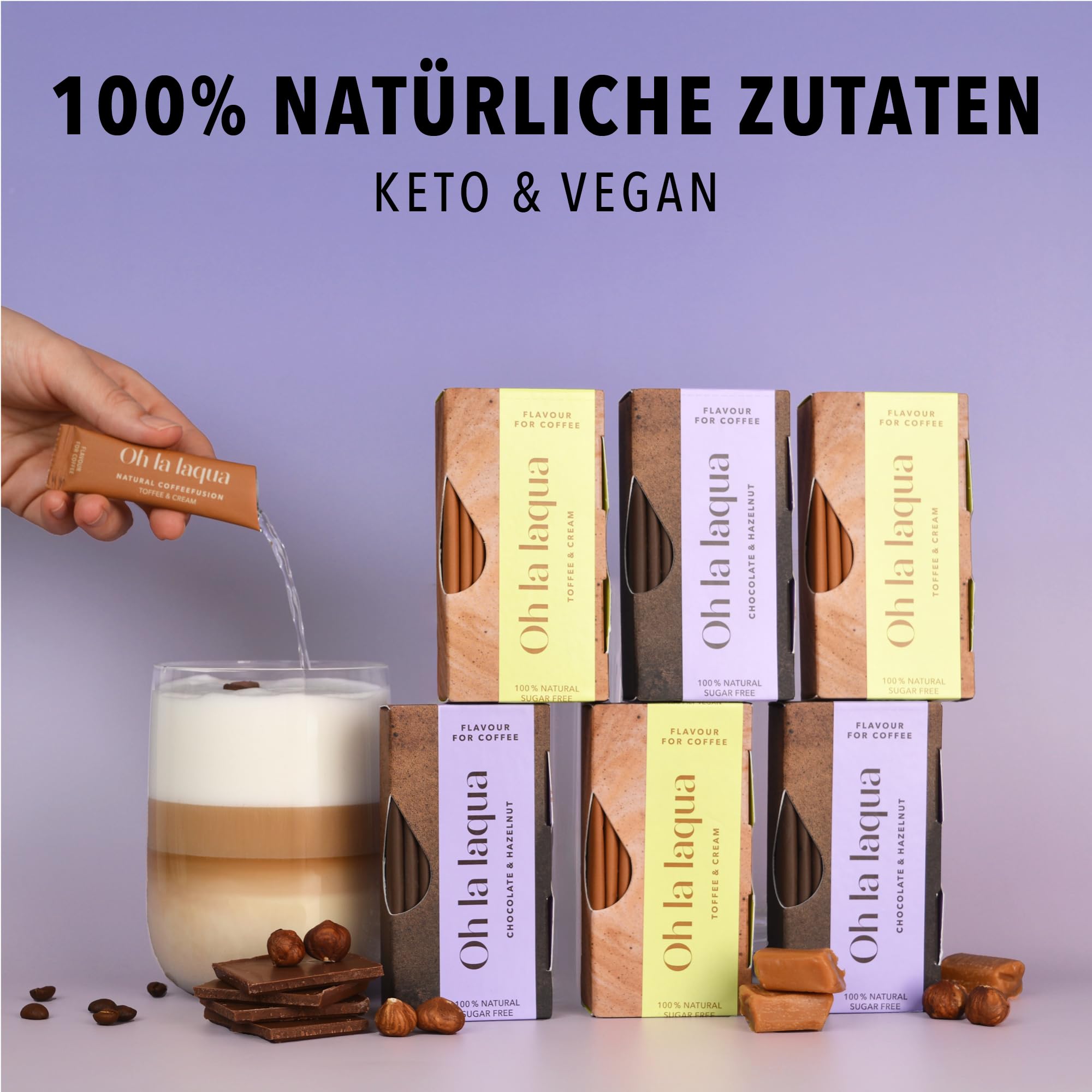 Oh la laqua - Coffee Delights - Natürliches Aroma für Kaffee - Ohne Zucker - Ohne Süßstoff - Für 60 Tassen leicht aromatisierten Kaffee