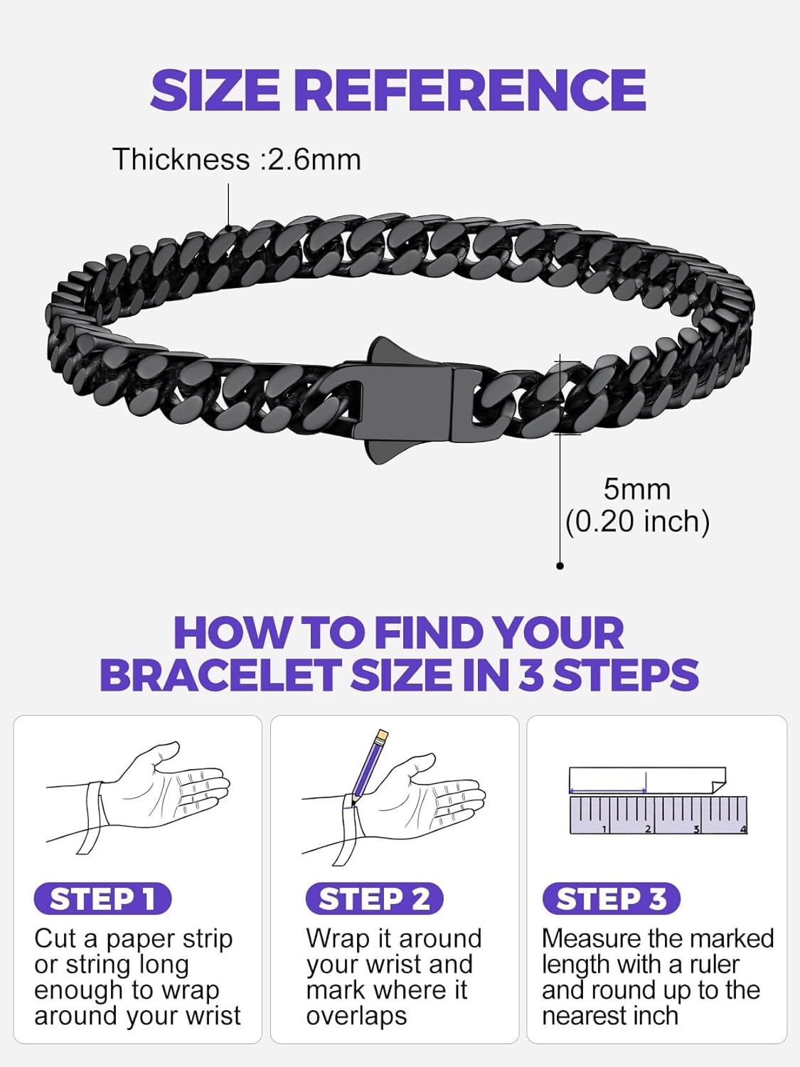 Richsteel 5/7/9/12mm Wide Miami Cuban Link Chain Bracelet for Men Women,Stainless Steel/Gold/Black Plated,7.4/8.2/9 Inch Length,Hip Hop Urban Street-wear Jewelry(Gift Wrapped) - Image 6