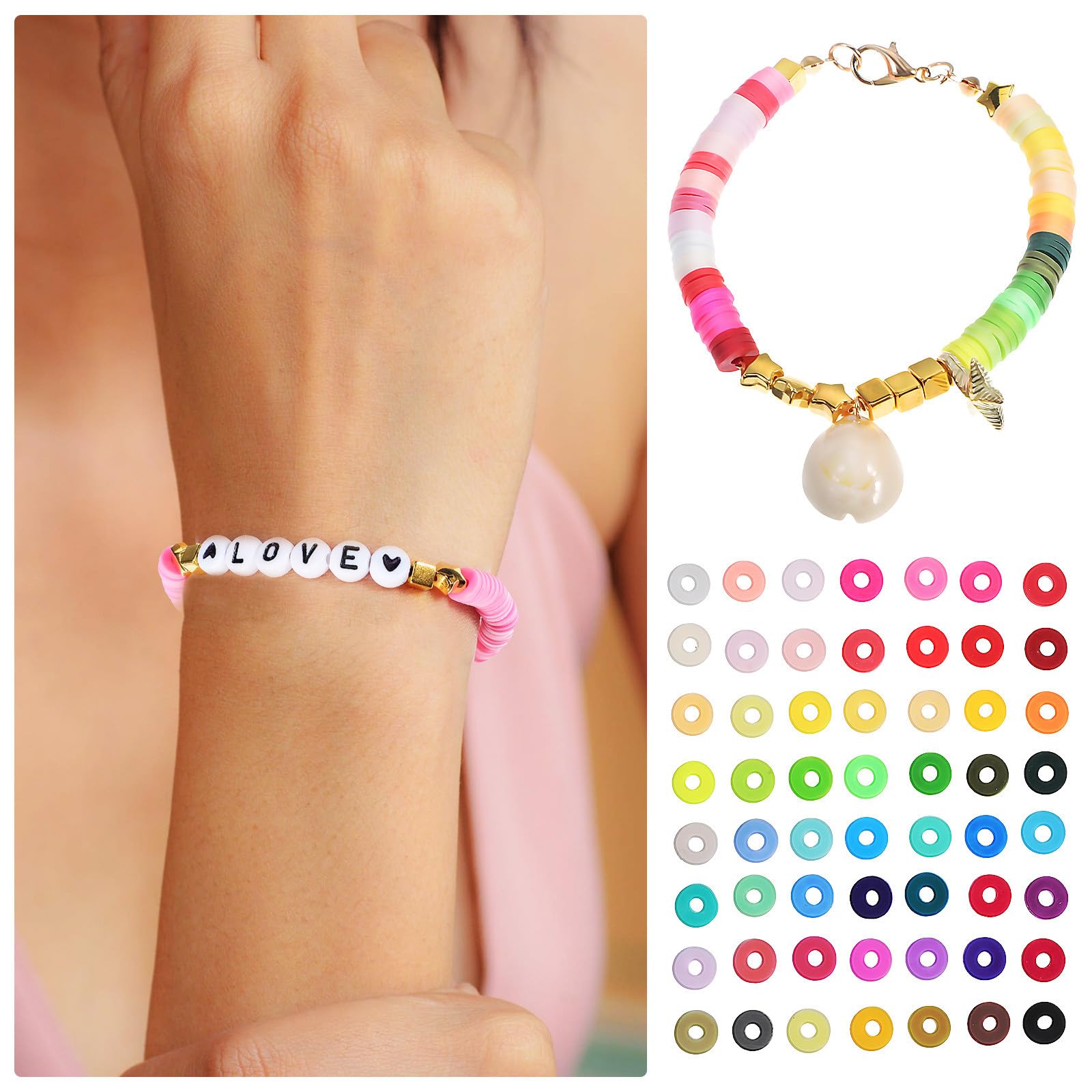 Kit Completo para Fabricar Pulseras con Cuentas de Arcilla Polimérica y Accesorios Variados para Principiantes y Creación Personalizada de Joyas y Decoraciones Únicas