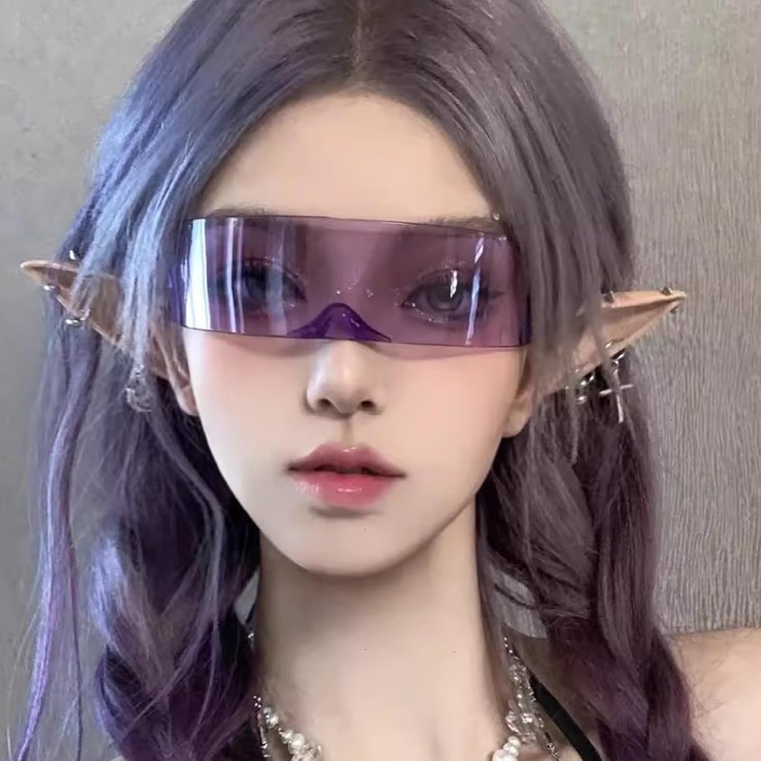 Futuristic Party Eyeglasses Fun Mirrored Sunglass Futuristic Narrow Shape for Women Men