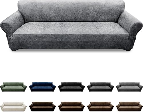 Miniatura 17 de Fundas para sillón con cojines en forma de T de 2 piezas, apariencia de cuero, funda para sofá, funda para silla, protector elástico para muebles,