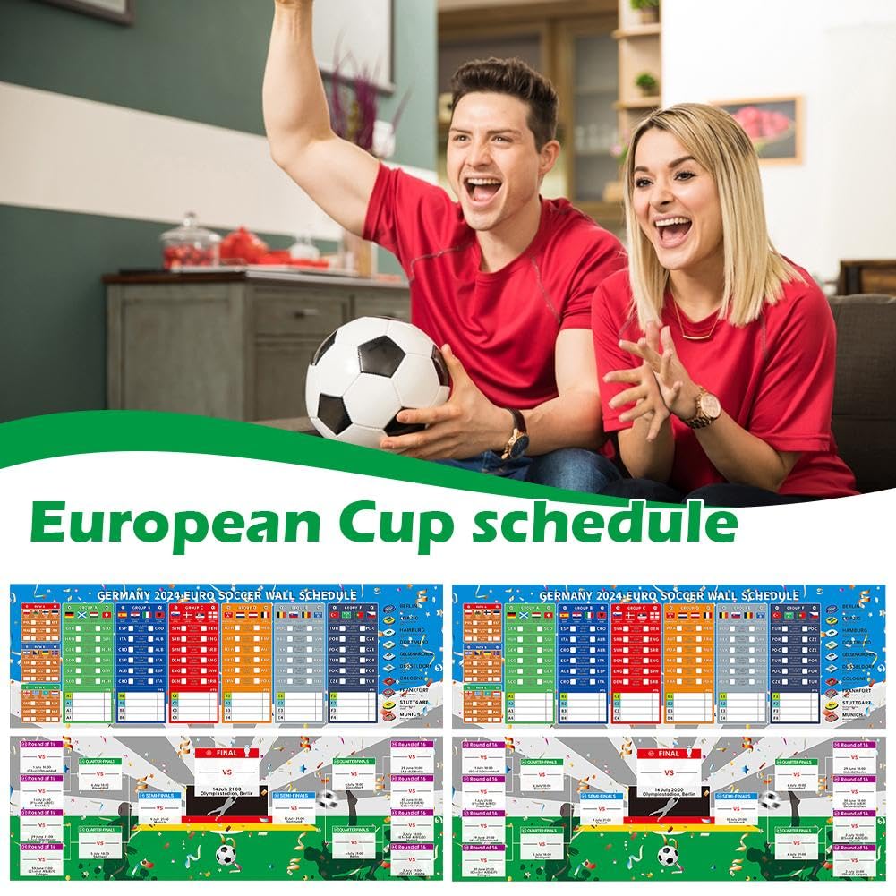 Amazon｜2024年ユーロサッカーウォールチャート、2024年欧州選手権結果の記録、2024年ユーロサッカー選手権ポスタースケジュール、2024年ユーロ備品ポスター、バー、リビングルームの装飾用/1339(Color:British  Time Zone,Size:2pcs)｜トイレ収納 ...