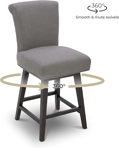 Miniatura 4 de CHITA Moderno taburete giratorio de 26 pulgadas de altura de mostrador, taburete giratorio tapizado de piel sintética, color negro