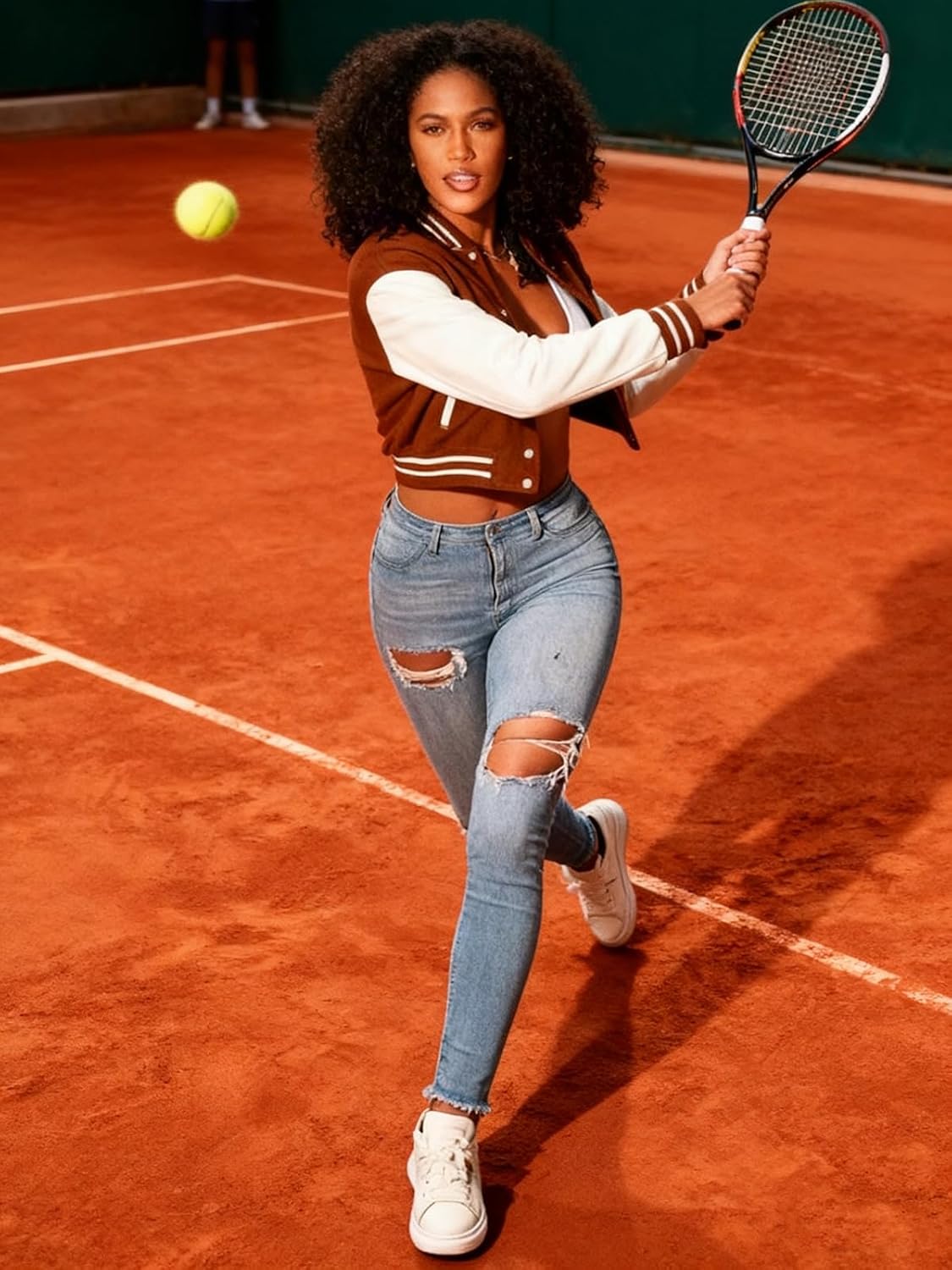 ThusFar Women Denim Distressed Jacket Puff Sleeve Ripped Pockets Vintage Washed Classic Button Up Cropped Destroyed Jean Coat - Image 5