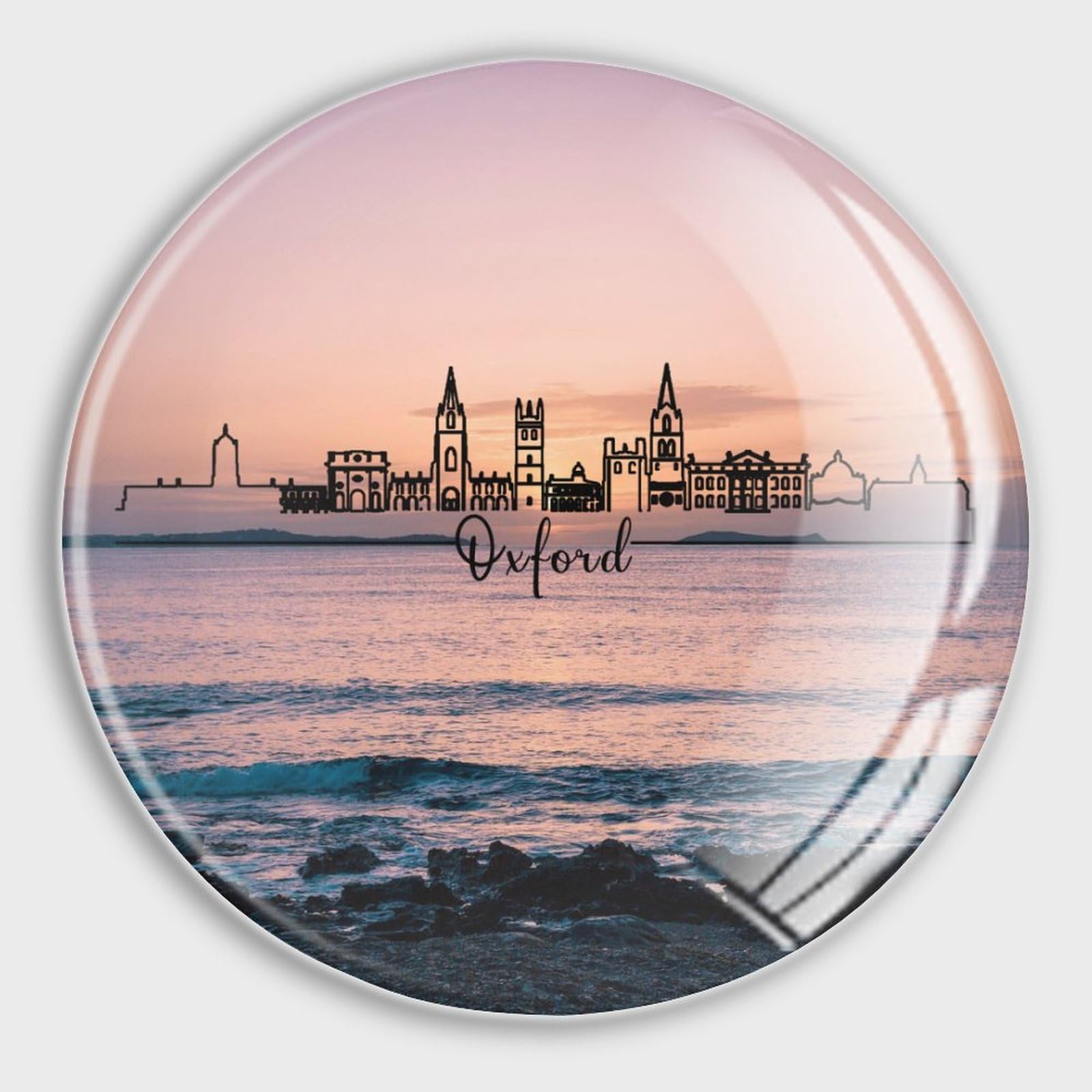 Aimants en verre Oxford robustes lot de 4 à motif horizon panoramique