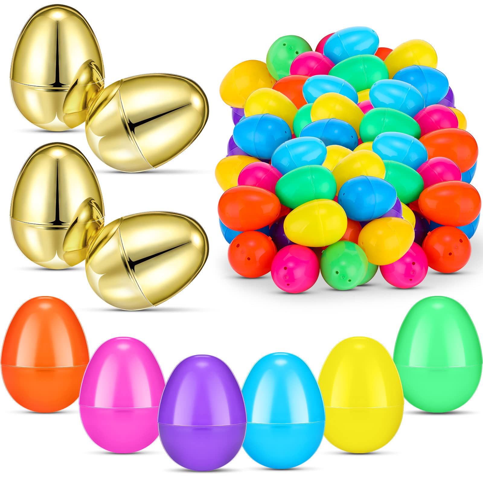 Yilloog 2.3" Easter Eggs Including Golden Eggs for Filling Specific Treats, Easter Theme Party Favor, Easter Eggs Hunt, Basket Stuffers Filler, Classroom Prize Supplies (30 Pieces)