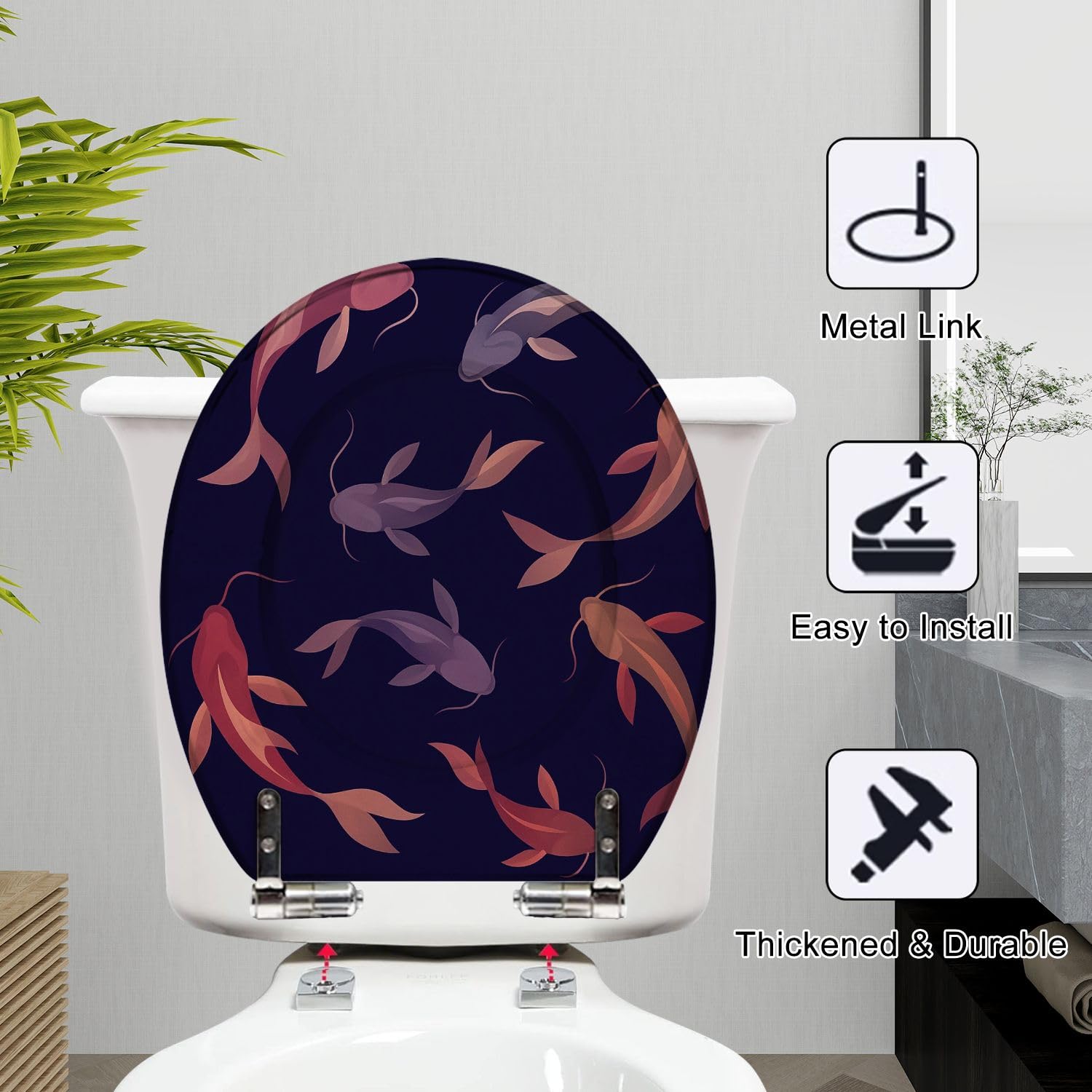 Asiento de inodoro de cierre suave sin marca para baño