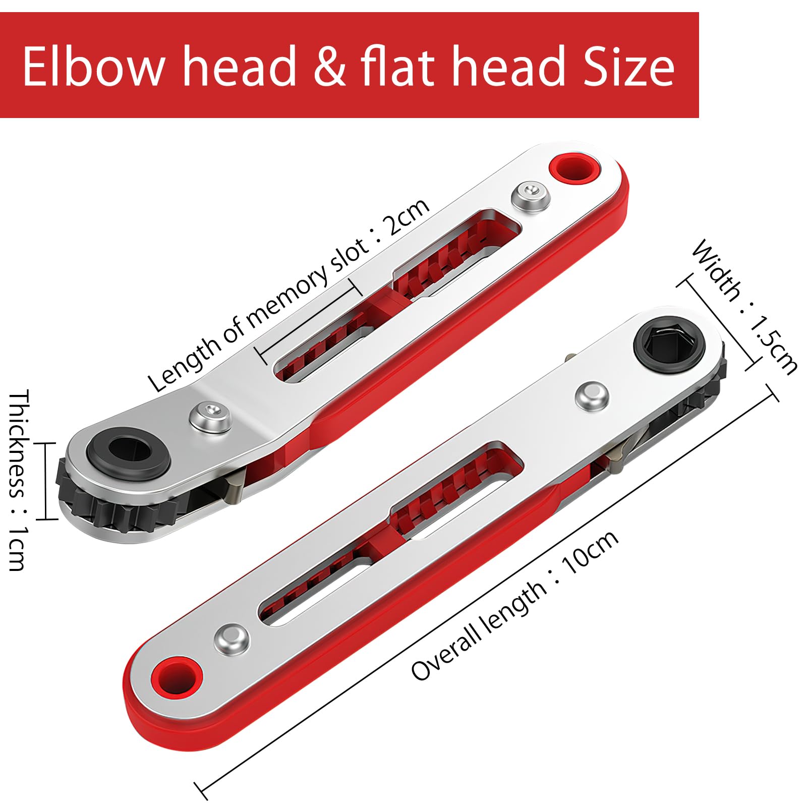 HENGBIRD 2Pcs Mini Ratchet Wrench Set 1/4 Inch Drive Ratcheting Screwdriver Wrenches Elbow Head & Flat Head High Torque Offset Reversible Drive Handle for 1/4-Inch Hex Shank Drill/Screwdriver Bits - Image 2