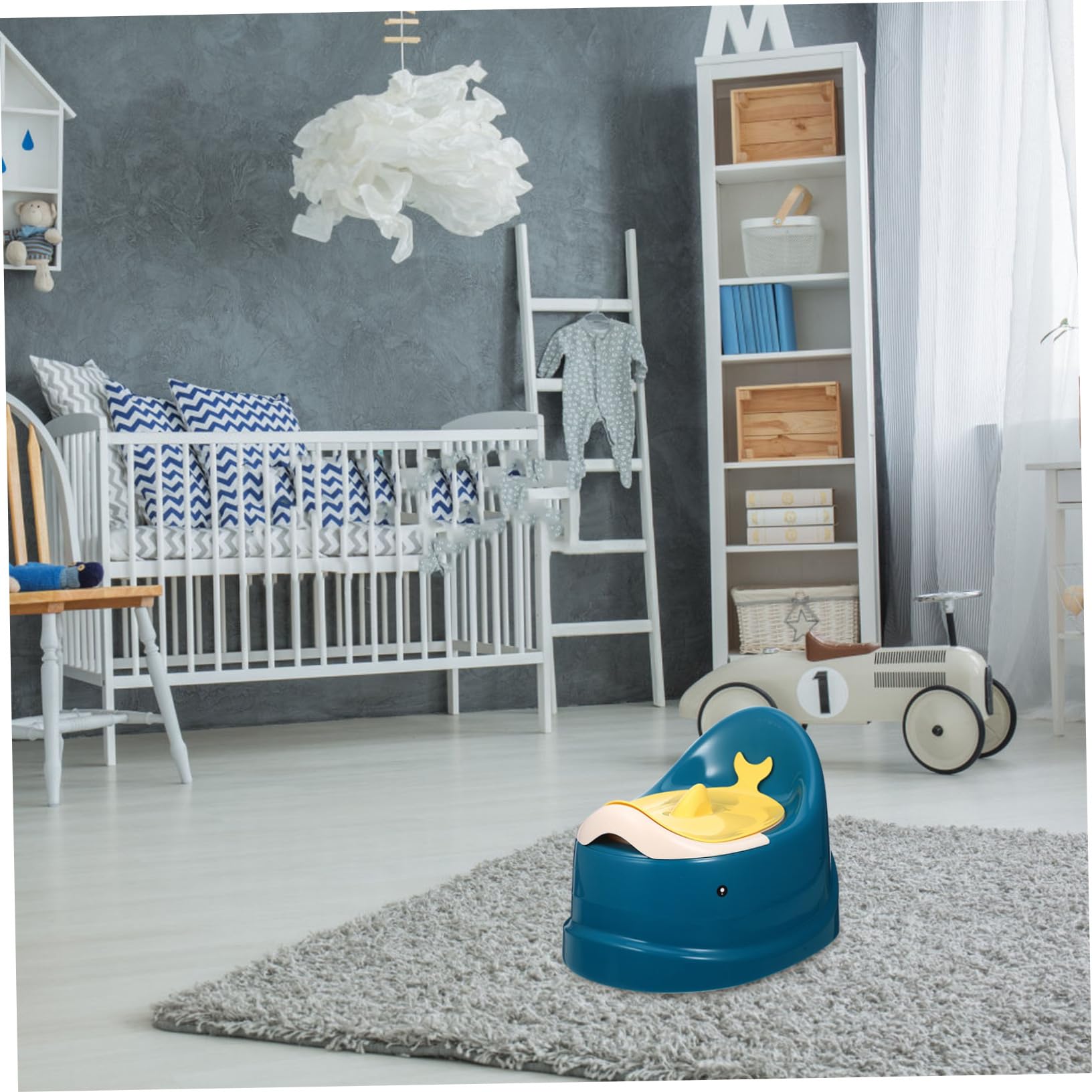 BESPORTBLE Asiento de Inodoro para Niños Pequeños Portátil, Orinal de Viaje Azul, Entrenamiento para Ir al Baño, Material y Ergonómico, Compacto para Bebés y Niñas, Diseño Estable y Cómodo,