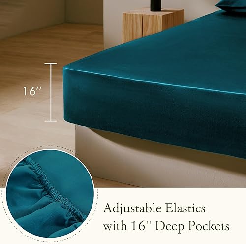 Miniatura 4 de LilySilk Sábanas de seda de morera de 4 piezas, 19 Momme de seda, 1 sábana encimera, 1 sábana bajera y 2 fundas de almohada de seda Oxford, juego de