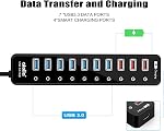 USB Hub, atolla Powered USB 3.0 Hub, 11-Port USB Splitter(7 USB 3.0 Data Ports+4 USB 3.0 Smart Charging Ports) with Individual On/Off Switches and 12V/4A Power Adapter for High Power USB Devices