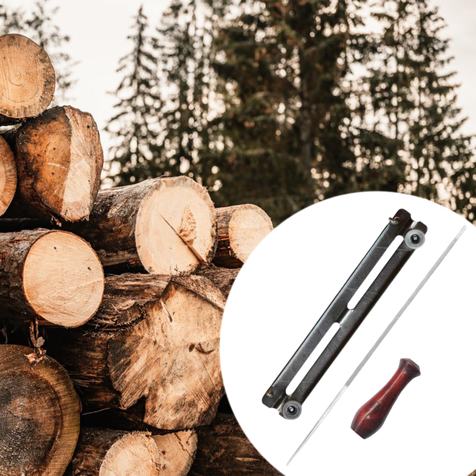 Whtkoph Chainsaw Sharpening Tool Kit with Wooden Handle and Metal Support, 4.8 mm Chainsaw File