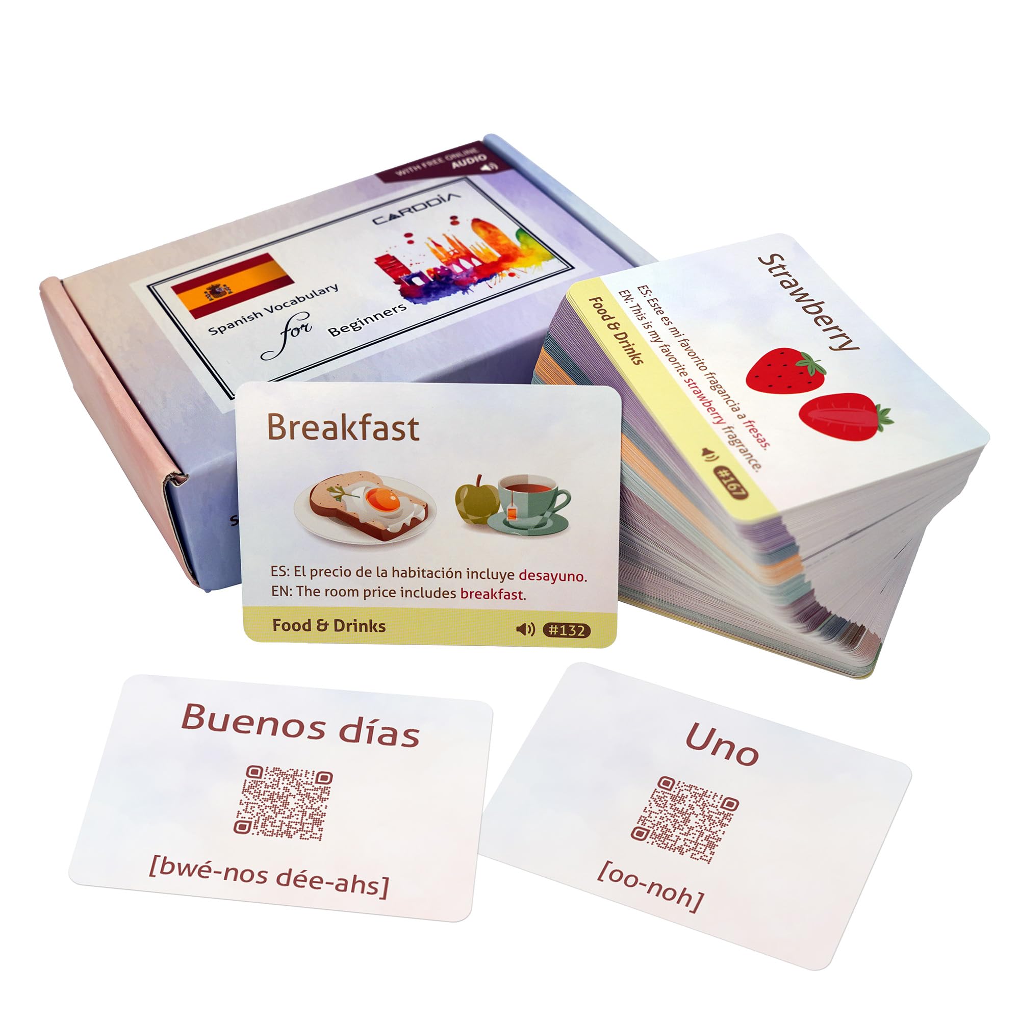 Spanish Vocabulary Educational Flashcards for Beginners