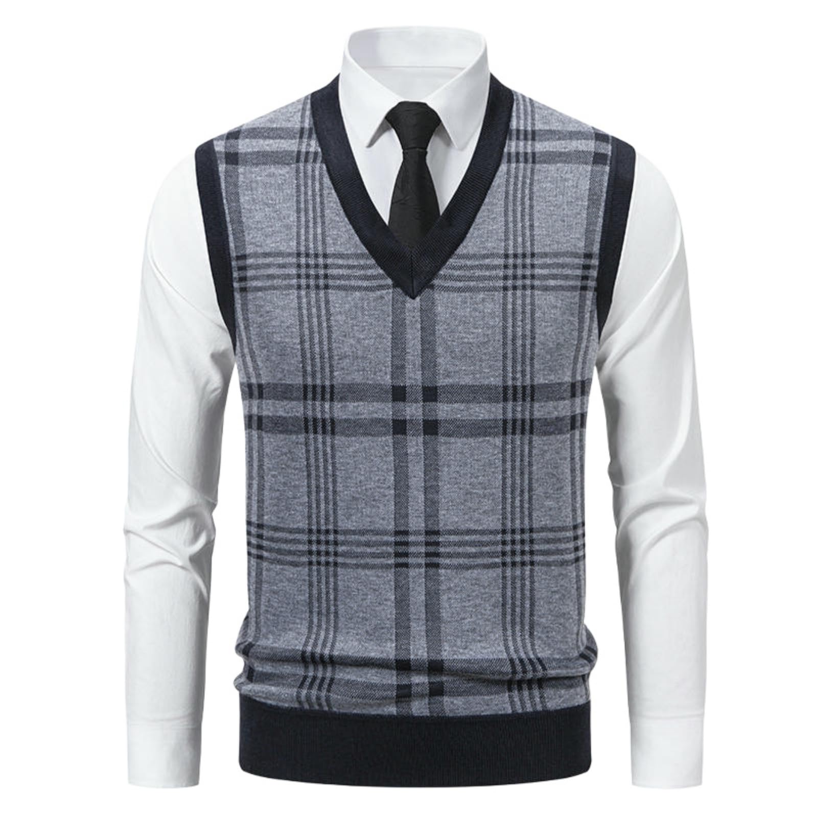 Chaleco de punto jacquard a rayas combate el frío sin perder estilo 6