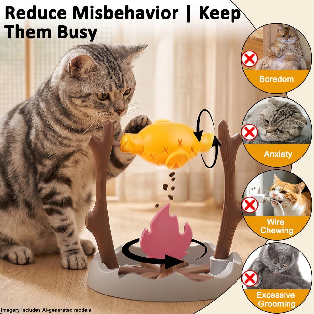 SZEE Juguete alimentador de rompecabezas para gatos, dispensador de golosinas para entrenamiento de alimentación más lento, mantiene a las mascotas ocupadas y evita comer en exceso, incluye pequeños