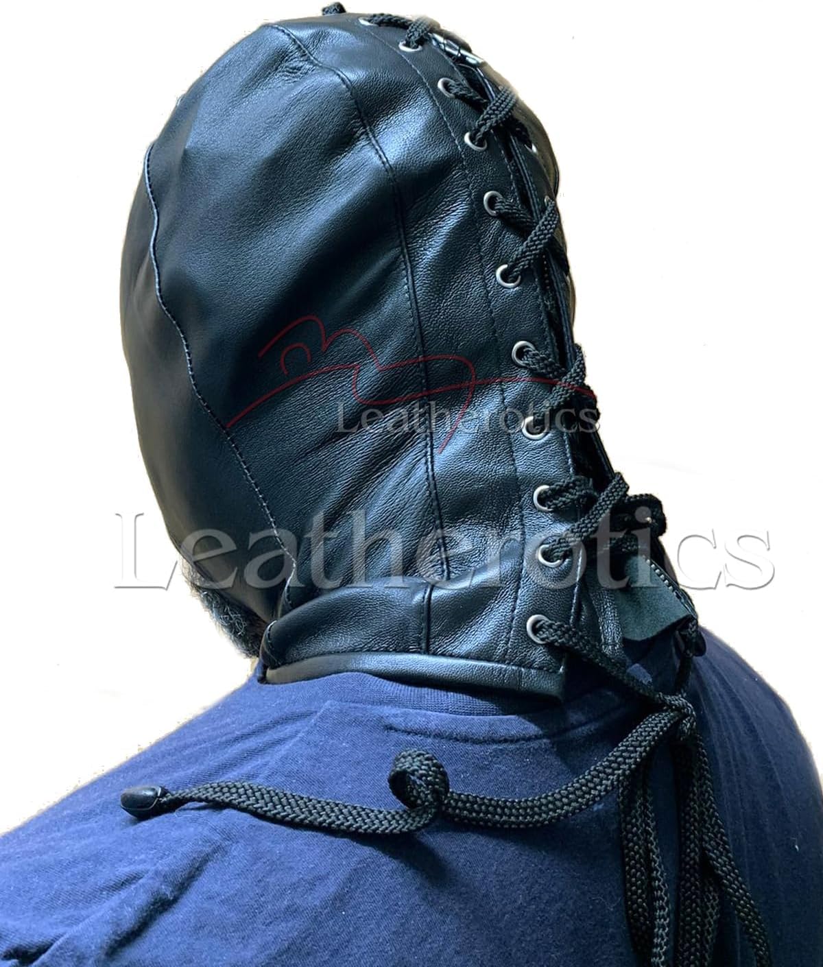 Leather Bondage Hood - Open Mouth Bondage Mask - M5