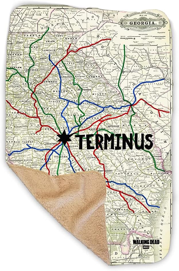 The Walking Dead Terminus Map Sherpa Blanket