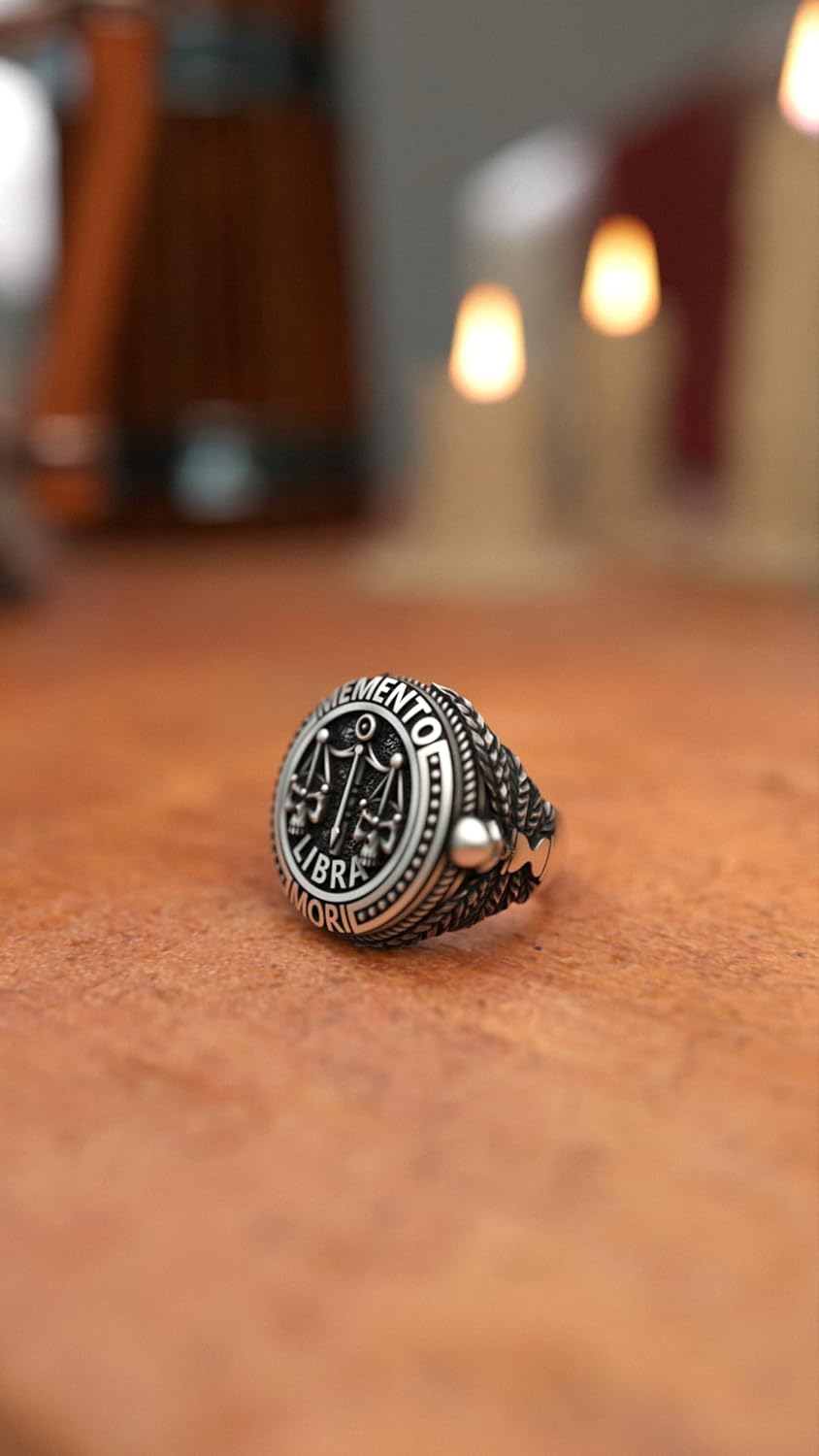 Elegant Libra Signet 925 Sterling Silver Ring - Sophisticated Zodiac Symbol, Ideal for Astrology Enthusiasts