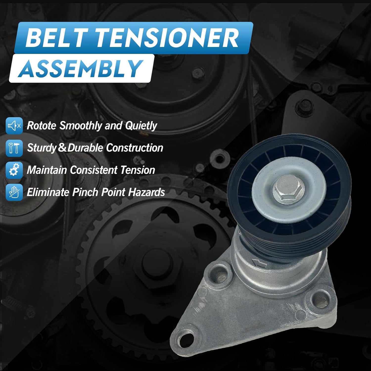 90K-38158C Serpentine Belt Drive Tensioner Pulley Component Kit Compatible with GM 2003-2006, Fits for Chevrolet 2002-2007, Fits for GMC 2002-2007#OE:12609719 12555609 12626222 6pk2370