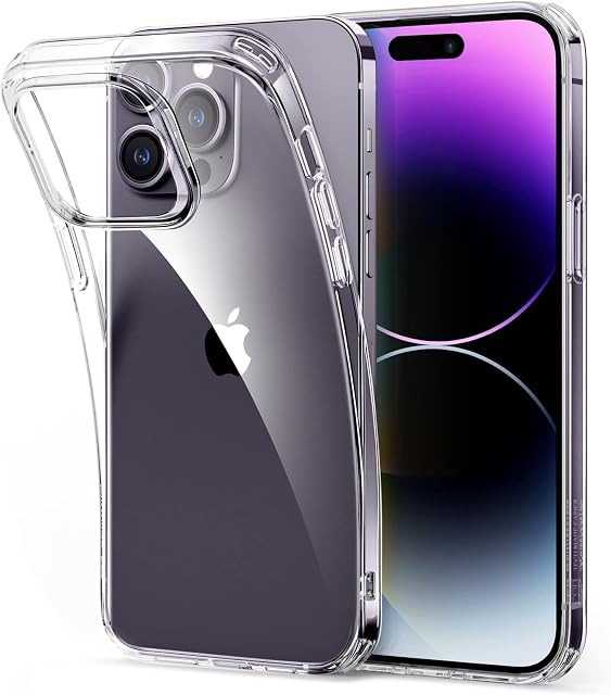 ESR Clear Case Compatible with iPhone 14 Pro Case, Shockproof Thin Silicone Cover, Yellowing-Resistant Slim Transparent TPU Phone Case, Project Zero Series, Clear