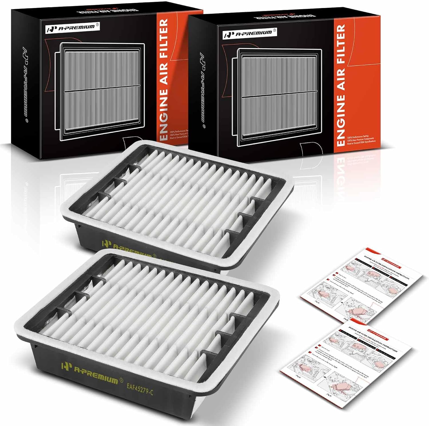 A-Premium 2-PC Engine Air Filter Compatible with Lexus GS400 1998-2000, LS430 2001-2006, Replace# 1780150030, CA8612