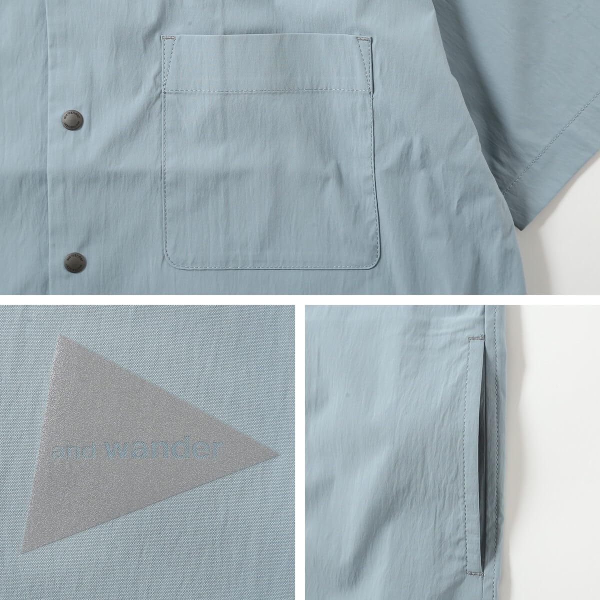 and wander アンドワンダー UVカットストレッチSSシャツ