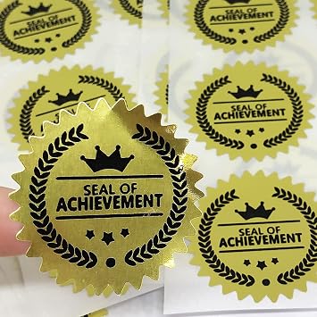 Gold Certificate Sticker,Seal of Achievement Stickers Gold Foil Certificate Seal Stickers for Certificate Seal,1.5 Inch 120 Pcs Per Pack