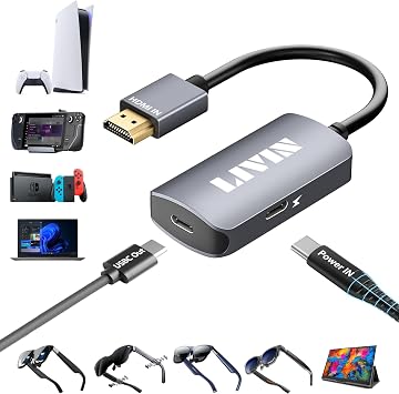محول HDMI إلى USB C شاشة محمولة 4K@60 هرتز،نظارات الواقع المعزز XREAL OneAir 2 Pro/VITURE Pro/RayNeo Air 2s/Rokid،HDMI MaleSource إلى USB C FemaleDisplay Laptop،Switch،ROG Ally،Steam Deck،PS4/5،Xbox