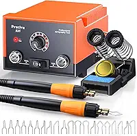 Preciva Kit de queima de madeira de cabo duplo 935 – Ferramenta profissional de pirografia com 20 pontas de fio e suporte de caneta | Temperatura ajustável de 482 ~ 750 °C | para queima de madeira