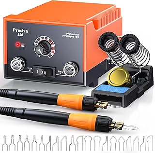 Preciva 935 Dual Handle Wood Burning Kit - Professional Pyrography Tool with 20 Wire Nibs & Pen Holder | Adjustable Temp 482~1382℉ | for Wood Burning, Leather Craft, Art Designs