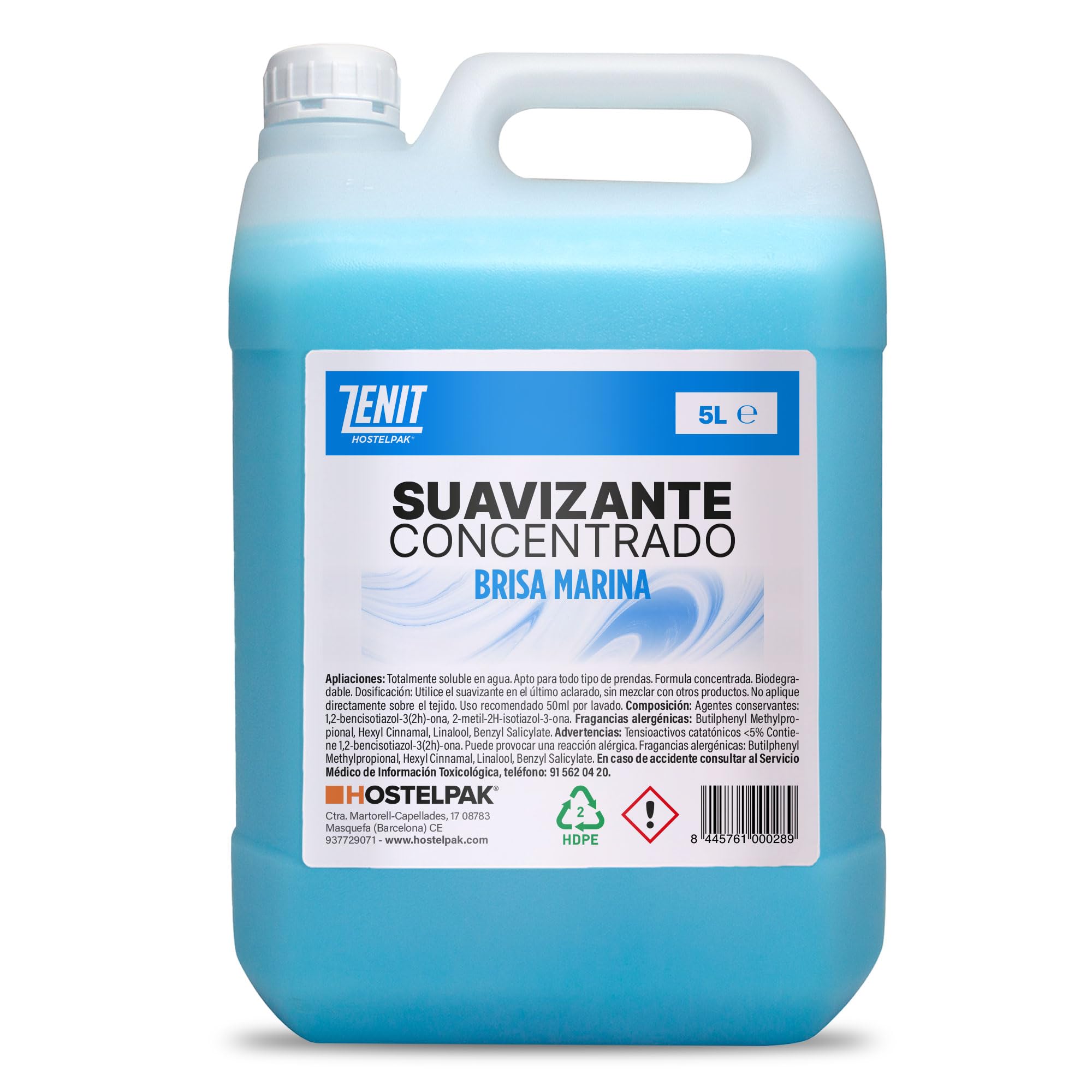 Hostelpak | 4 x 5 l | Adoucissant textile concentré parfumé brise marine, adoucissant concentré, biodégradable, parfum agréable