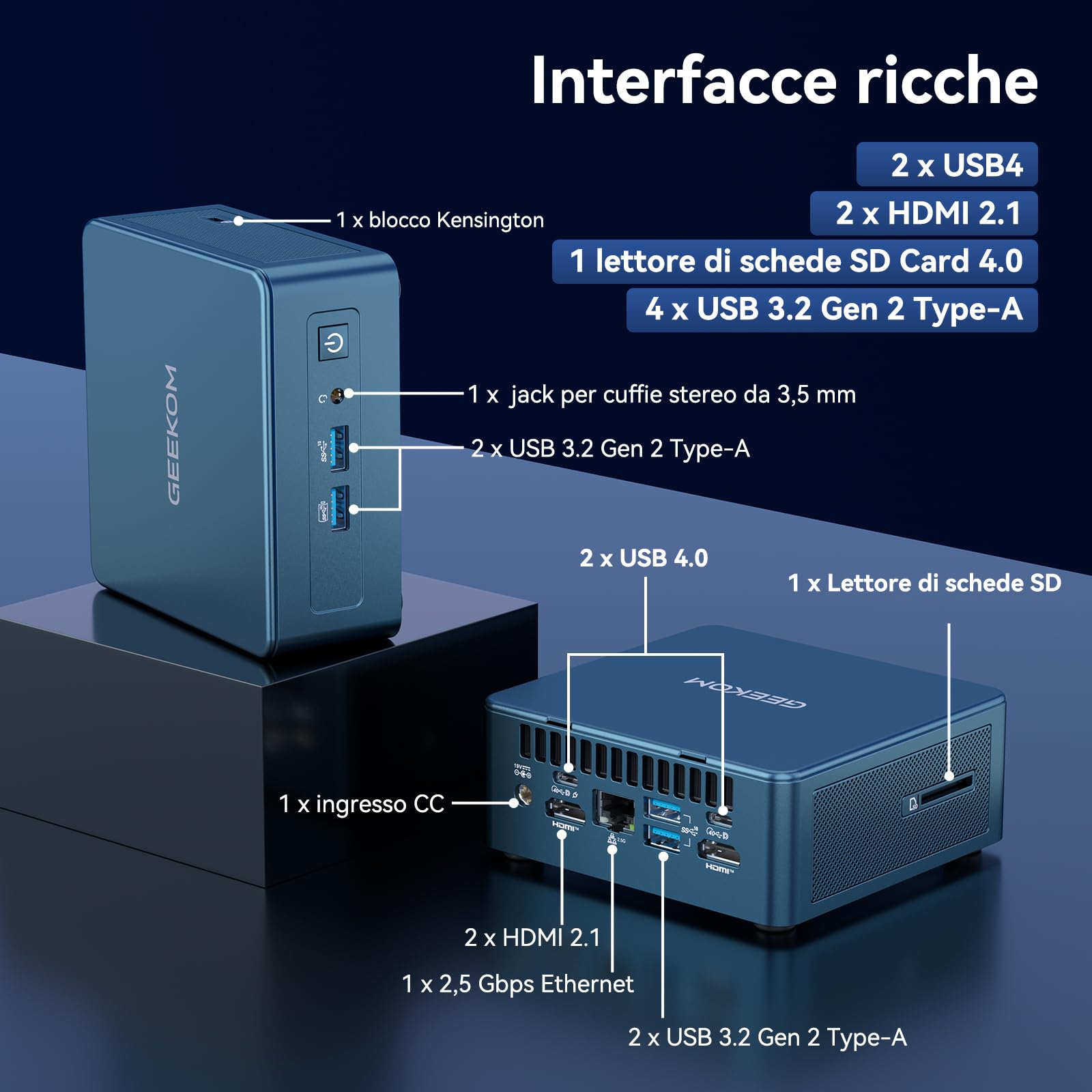 GEEKOM IT13 2026 Edition Mini PC con Intel Core Ultra 7 356H | 40 TOPS AI per Editing e Creazione | 4 schermi in 8K per Ufficio e Gaming | Wi-Fi 7 | Doppia USB4 | 32GB DDR5 RAM e 1TB SSD| Windows 11