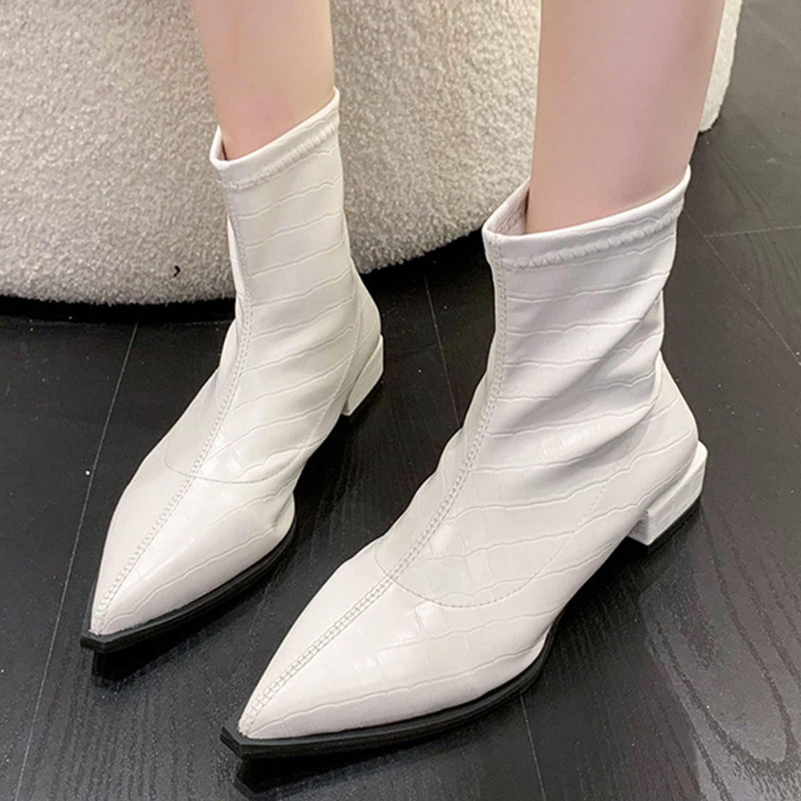 Botines elásticos de piel sintética para mujer, ajuste ancho del Reino