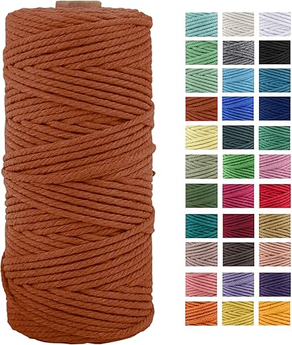Cuerda de macramé de algodón natural grueso de 0.118 in x 109 yardas, cuerda de algodón torcido de 4 hebras para macramé suave, color natural, hecho