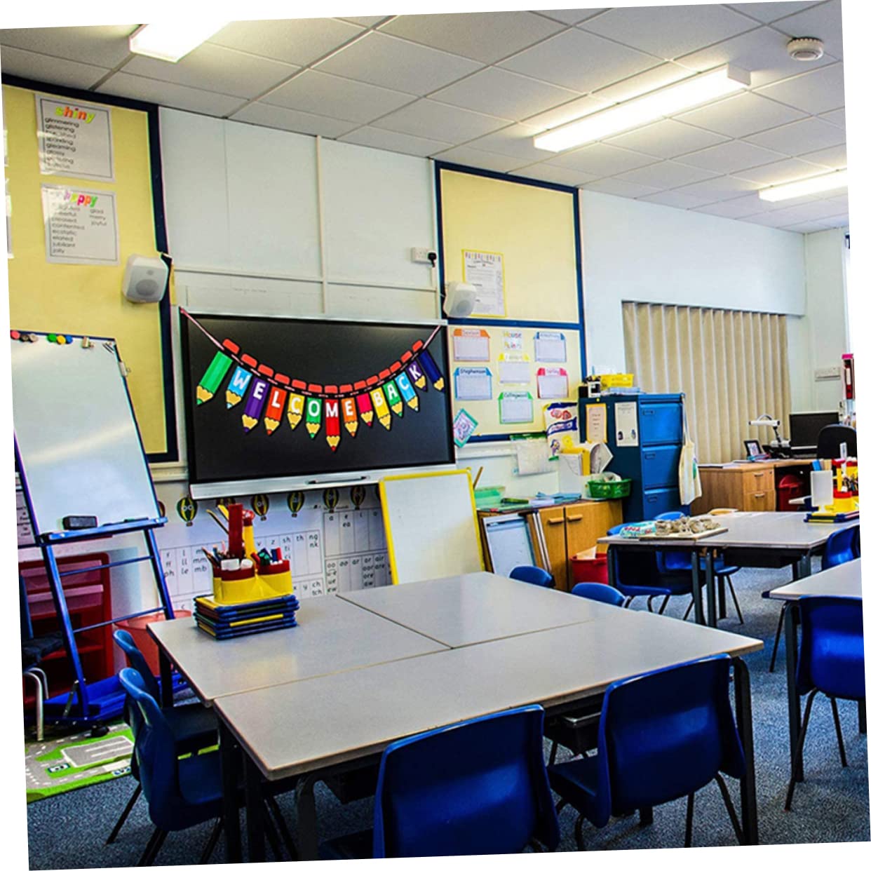 MAGICLULU 7 Pz Striscione Jila di ritorno a scuola l'arredamento dell'ufficio striscione appeso bandiera decorazioni ufficio decorazioni albero ghirlanda bandiere bentornato stamina carta