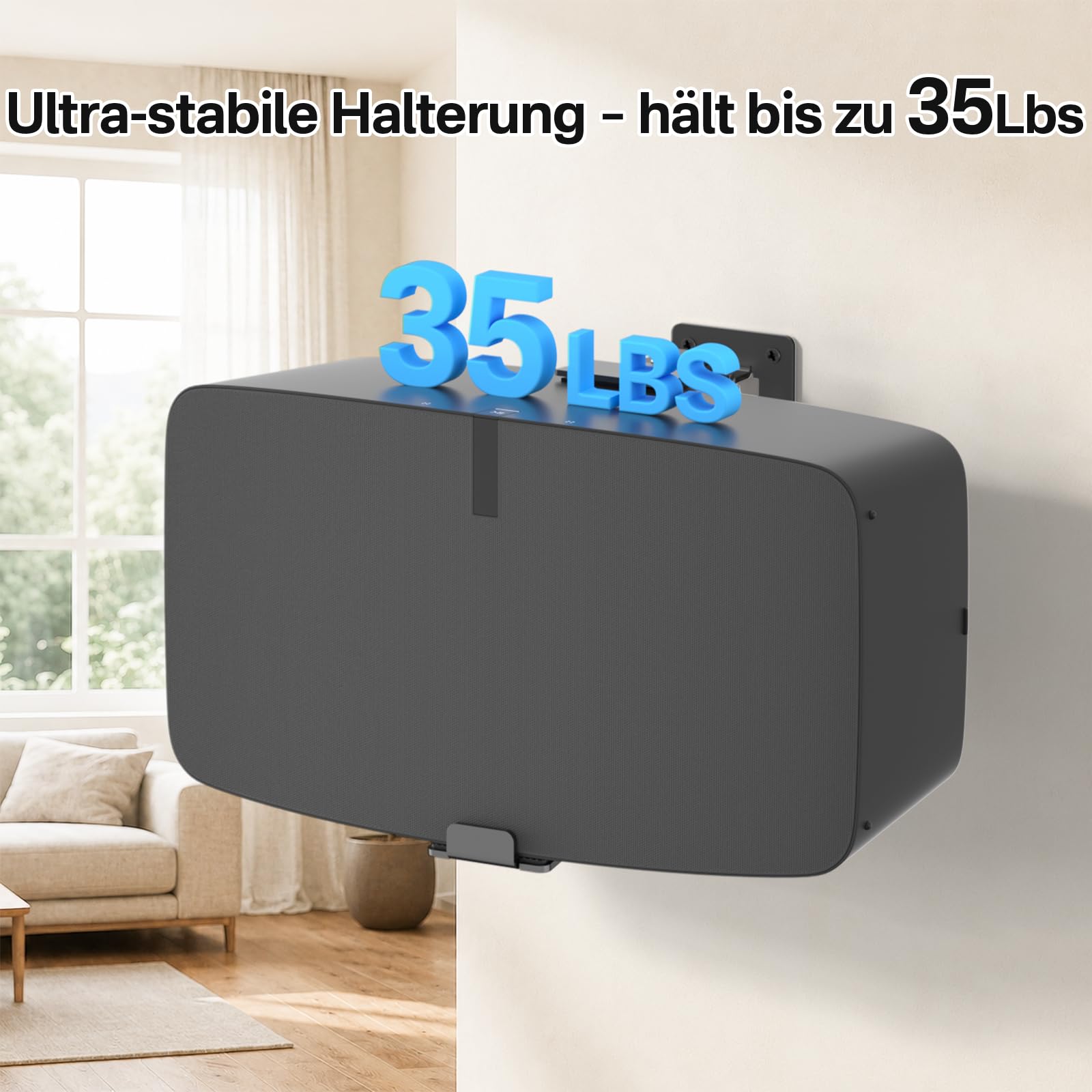 Supporti da parete per altoparlanti Sonos Five & Sonos Play 5 Gen 2, inclinabili e orientabili, struttura in metallo stabile fino a 15,9 kg, con cuscinetti antigraffio, materiale di fissaggio a parete