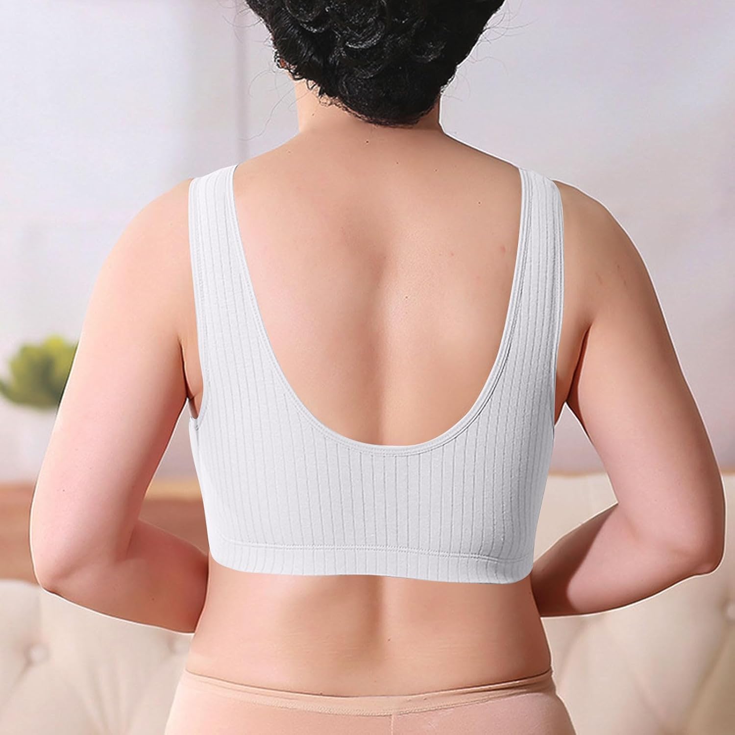 Womens Front Closure Plus Size Bra Cotton Wirefree Unpadded Full Coverage Bras Comfy Everyday Solid Sleep Bralette