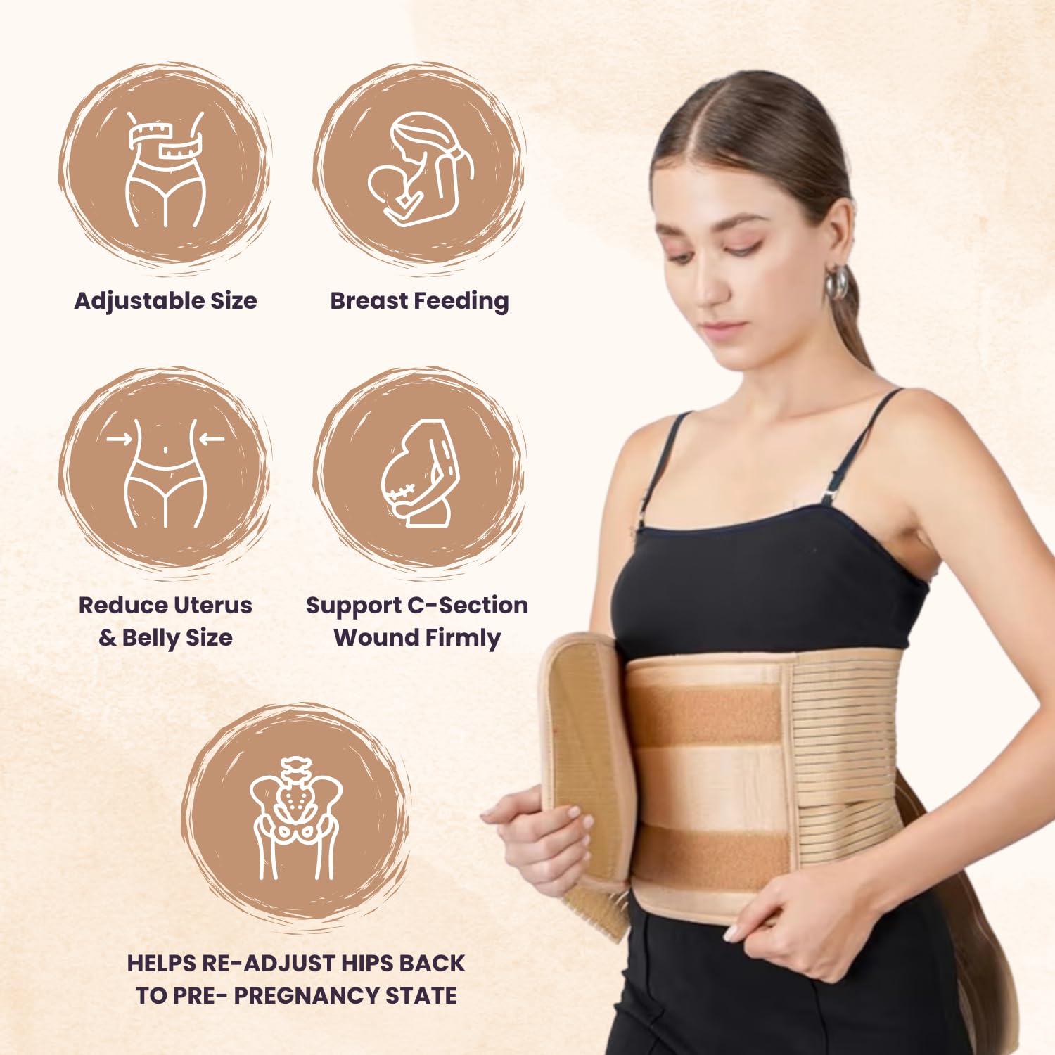 KareEx 2-in-1 Postpartum Maternity Belt for Women Waist Trimmer Shapewear to Reduce Tummy Fat After Delivery for C-Section(30 Inch to 46 Inches of Waist) (Light Pink, L/XL) 4