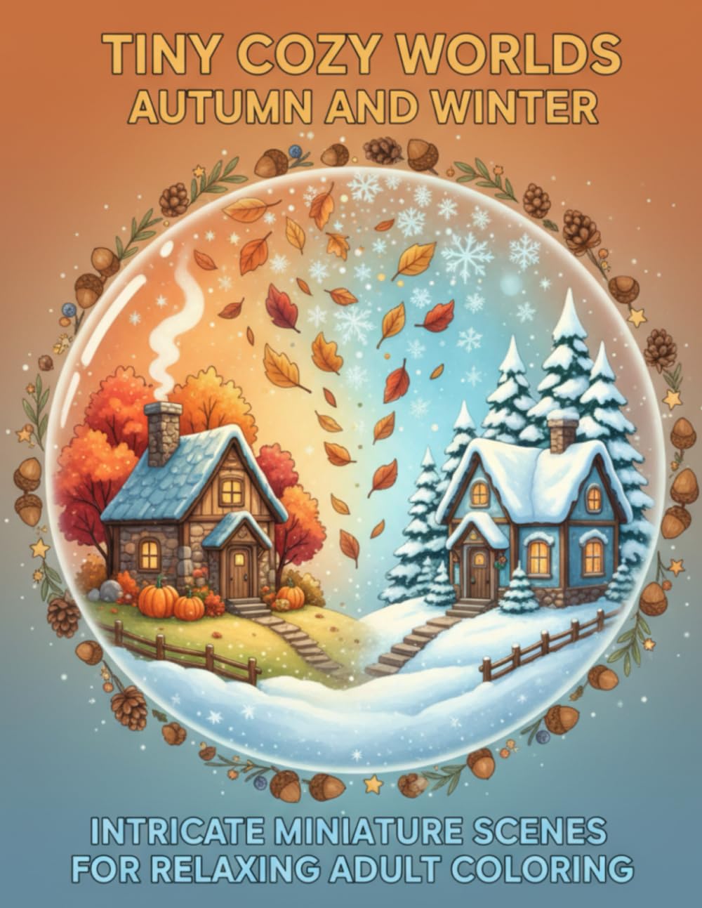 Tiny Cozy Worlds Autumn & Winter: Intricate Miniature Scenes For Relaxing Adult Coloring