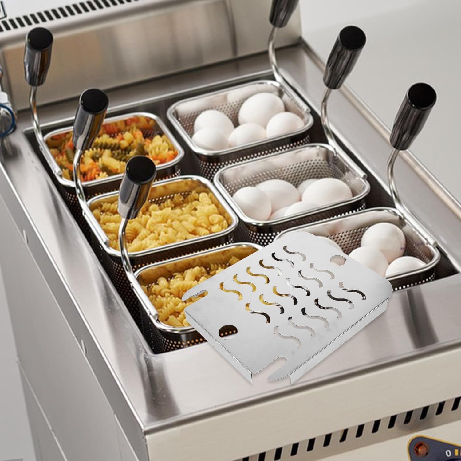 Electric Fryer Food Debris Screen Replacement, 81 Thickened Full-cover Stainless Steel Crumb Screen for Deep Fryer Basket, Removable Frying Basket Accessory for Home Kitchen Safety