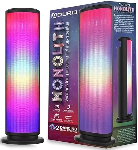 Aduro Altavoz inalámbrico LED con luces pulsantes, altavoz portátil de torre de fiesta al aire libre inalámbrico que cambia de color, universal,