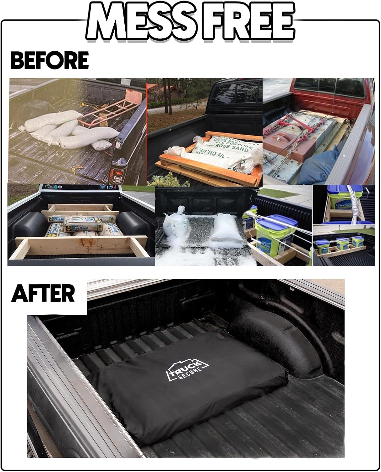 Truck Secure Truck Traction Organization System - Pickup Truck Bed Weight Organization for Enhanced Traction - Add Sand Bags or Other Weights to Help Improve Winter or Off-Road Driving