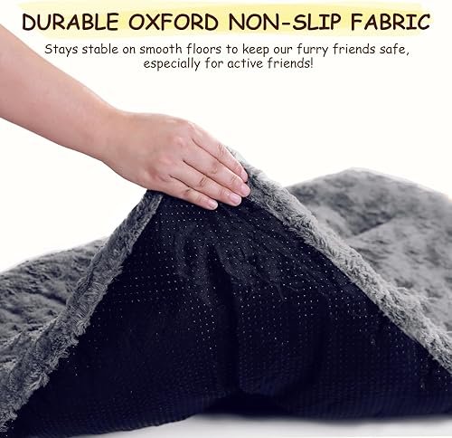 Miniatura 4 de Cama para perros para jaula con juguete de hueso, cama esponjosa para mascotas, almohadilla ultrasuave con parte inferior antideslizante, lavable a