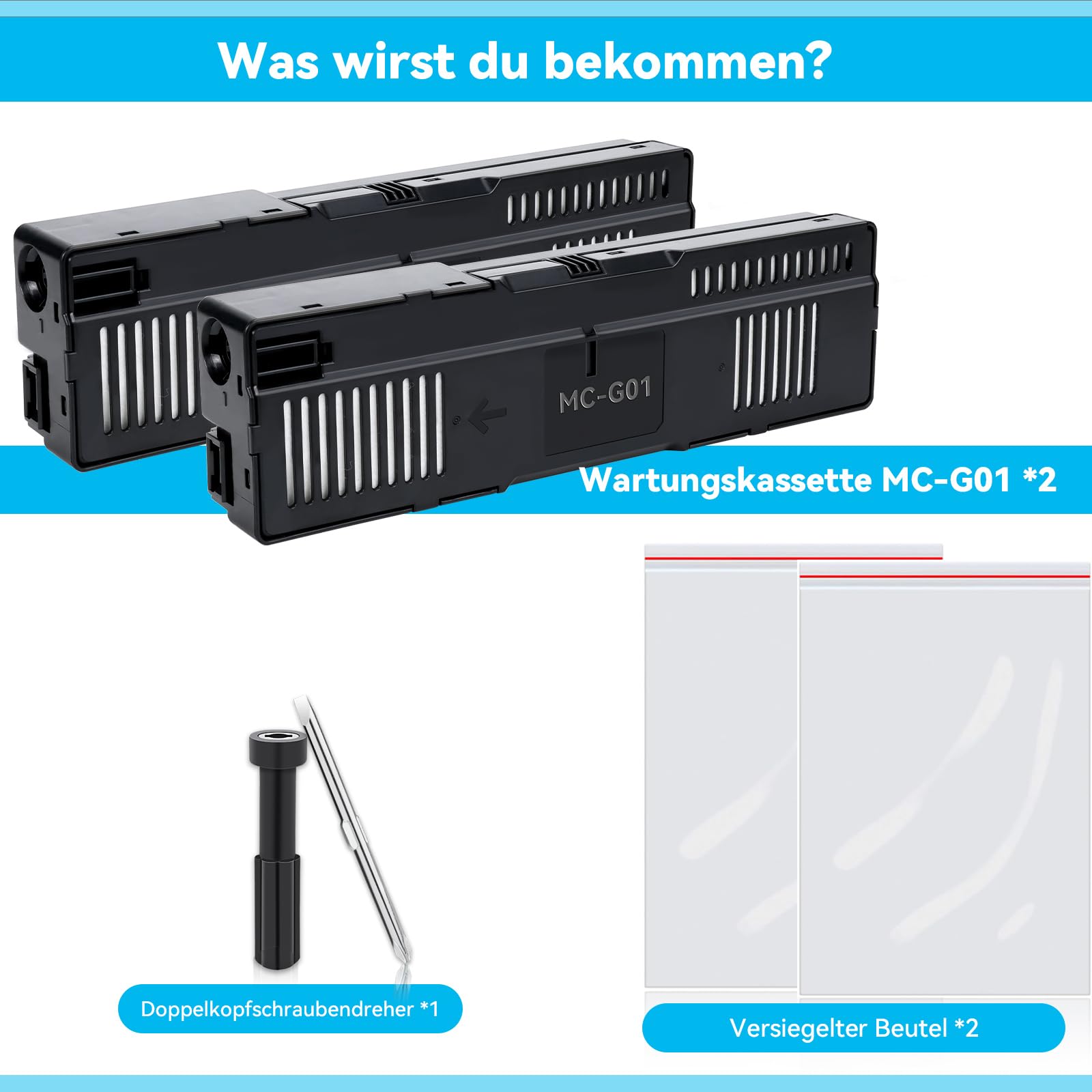 MC-G01 Wartungskassette Kompatibel mit Maxify GX6050 GX7050, Wartungspatrone MC G01 für Maxify GX6010 GX7010 GX6020 GX7020 GX6030 GX7030 GX6040 GX7040 GX6060 GX7060 GX6070(#4628C001)