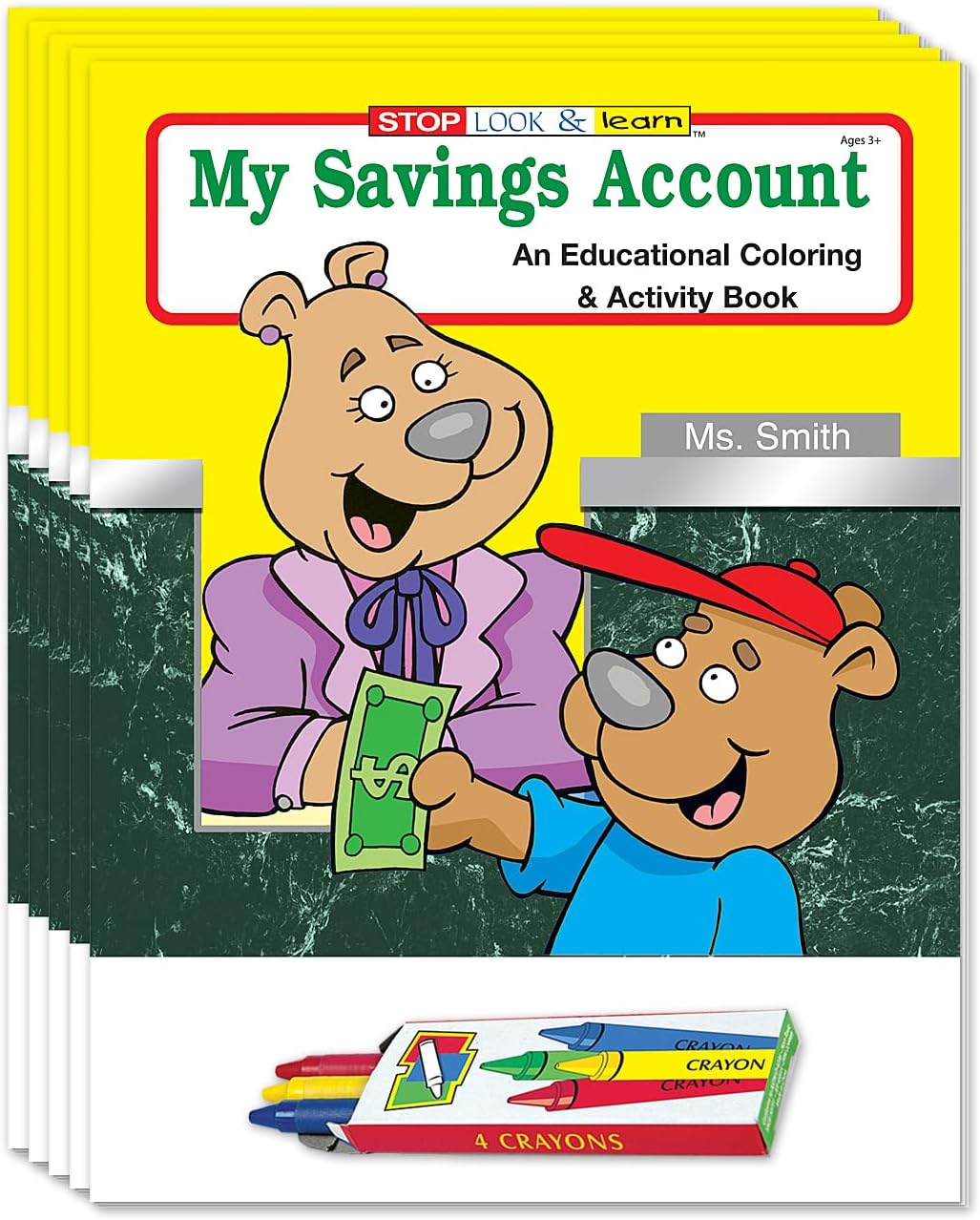 ZOCO – My Saving Account Coloring Books (50 Bulk Pack, with Crayons) – Games to Learn About Money & Finance – Credit Union, Bank Handout for Kids