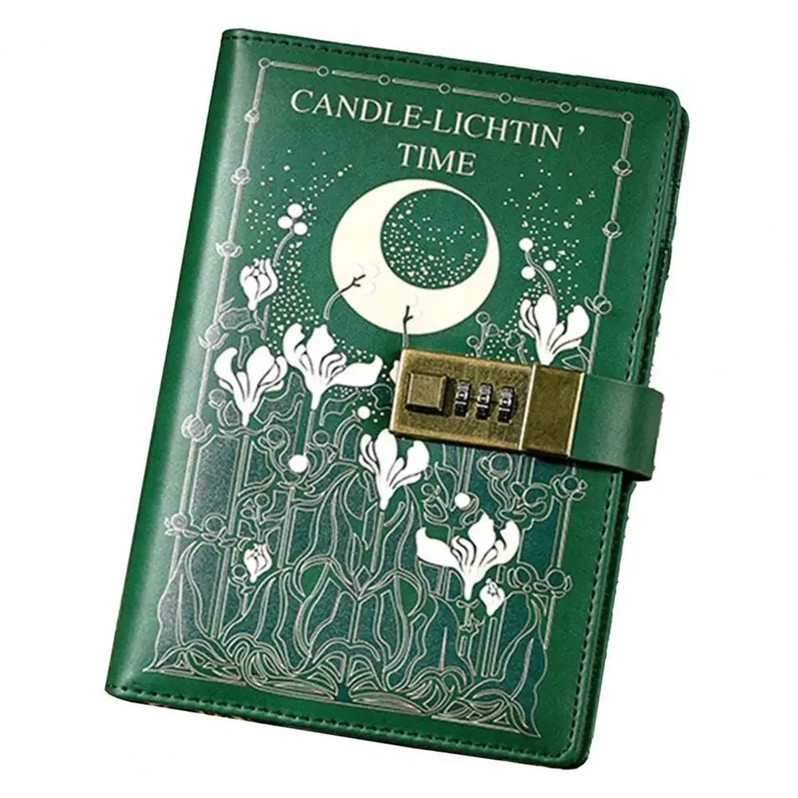 Diario Con Candado Cuaderno B6 de cuero Vintage con cerradura, 224 páginas, planificador diario protegido con contraseña, organizador, suministros de papelería(Green)