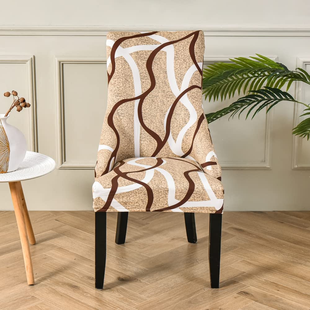 Highdi Coprisedie con Schienale 1/2/4/6 Pezzi Elasticizzato, Fodere Sedie Scandinava con Braccioli Lavabile Copripoltrona Sala da Pranzo Copertura per Ufficio Banchetto (Marrone caffè,6 Pezzi)