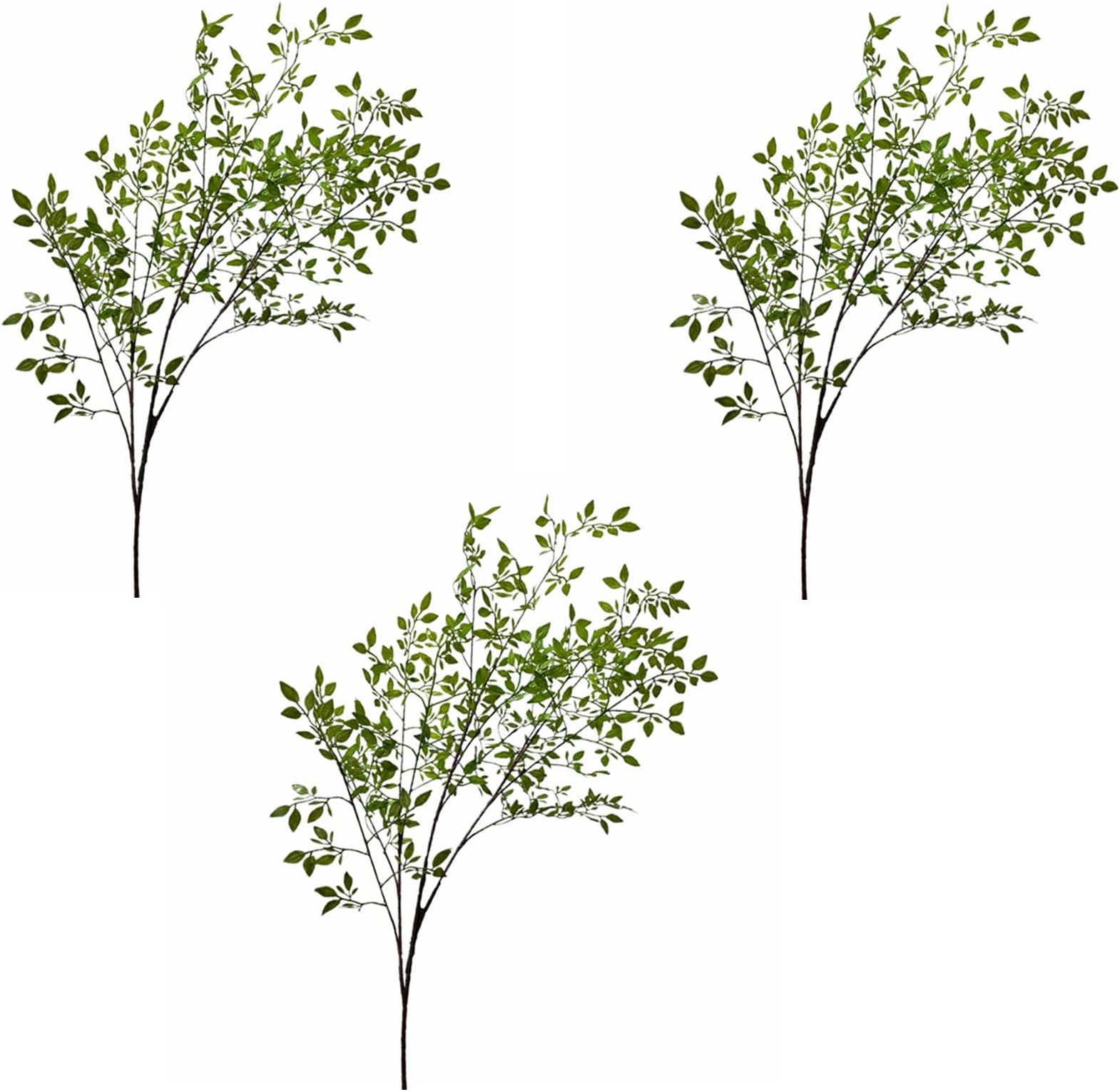 CAPRIZ 3Pack Artificial Greenery Tree Branches 43.3inch Long Tall Faux Nandina Domestica Branches Stems Leaves Spray Focus Twig Plants for Floral Arrangement Vase Bouquets Wedding Greenery Decor