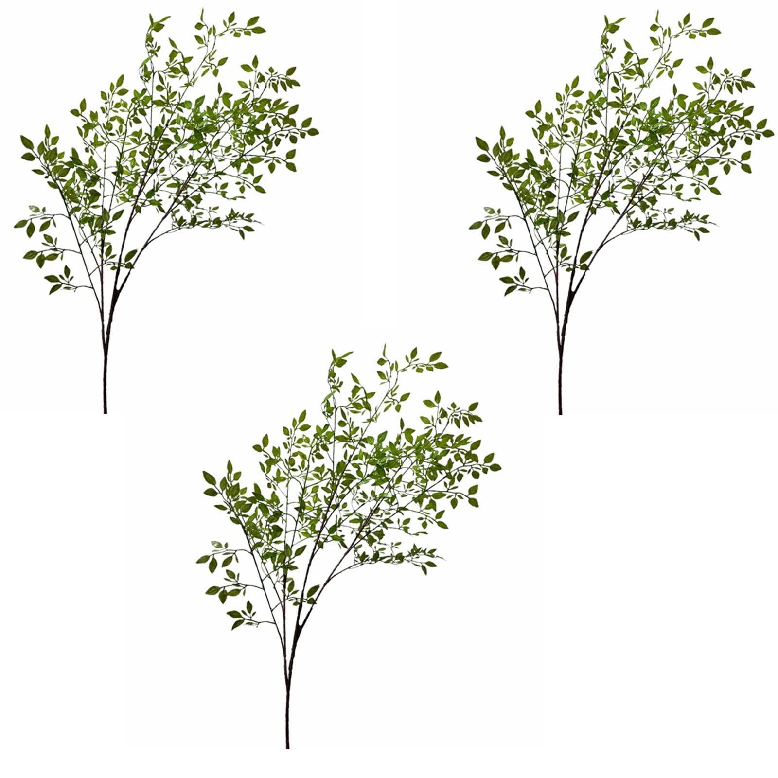 CAPRIZ 3Pack Artificial Greenery Tree Branches 43.3inch Long Tall Faux Nandina Domestica Branches Stems Leaves Spray Focus Twig Plants for Floral Arrangement Vase Bouquets Wedding Greenery Decor