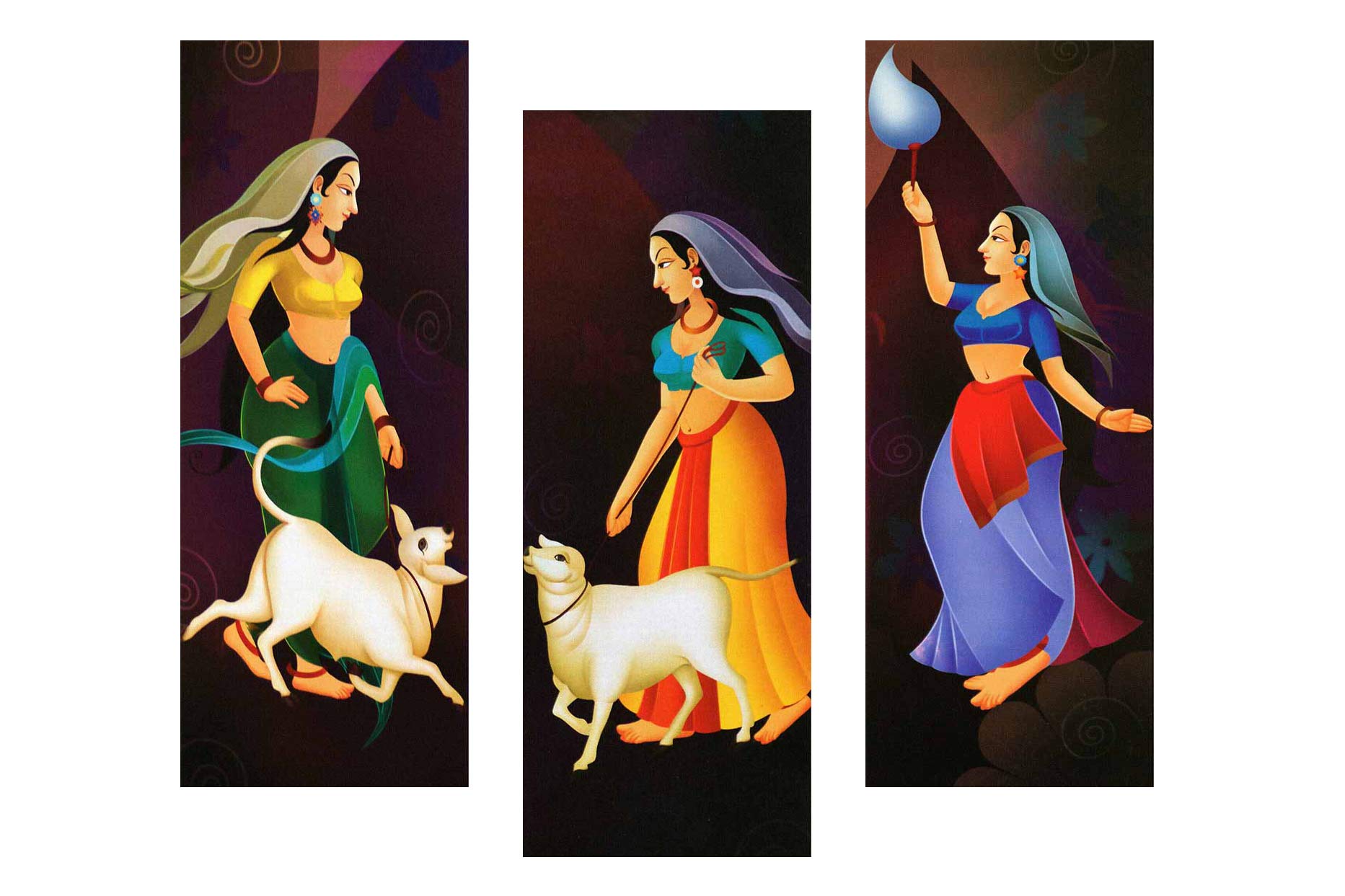 SAF paintings Designer Ladies 6MM MDF Framed Digital Reprint 15 inch x 18 inch Painting SANFJ35 SANFJ35